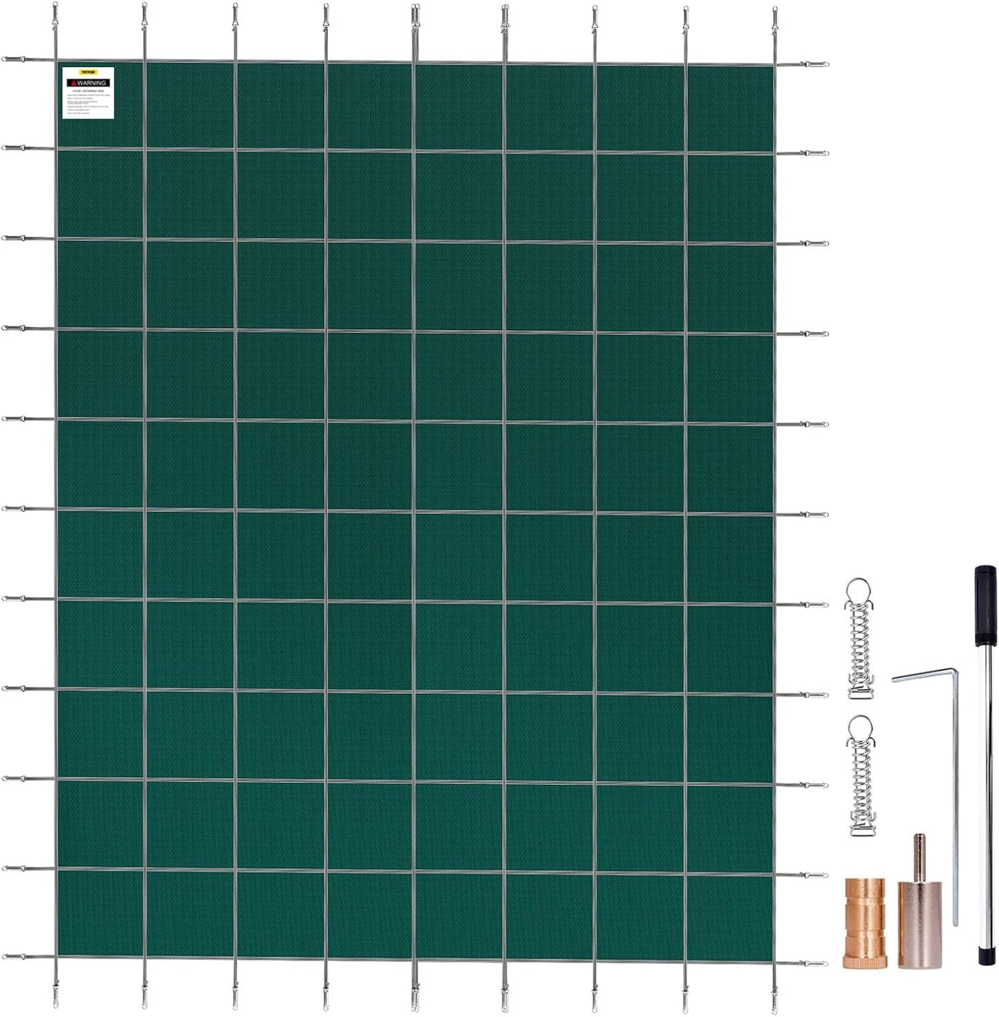 VEVOR Pool Safety Cover, Fits 16x32ft Rectangular Inground Winter Swimming Pools, with 4x8ft Center End Step, Triple Stitched, High Strength Mesh PP, Great Rain Permeability, Installation Hardware
