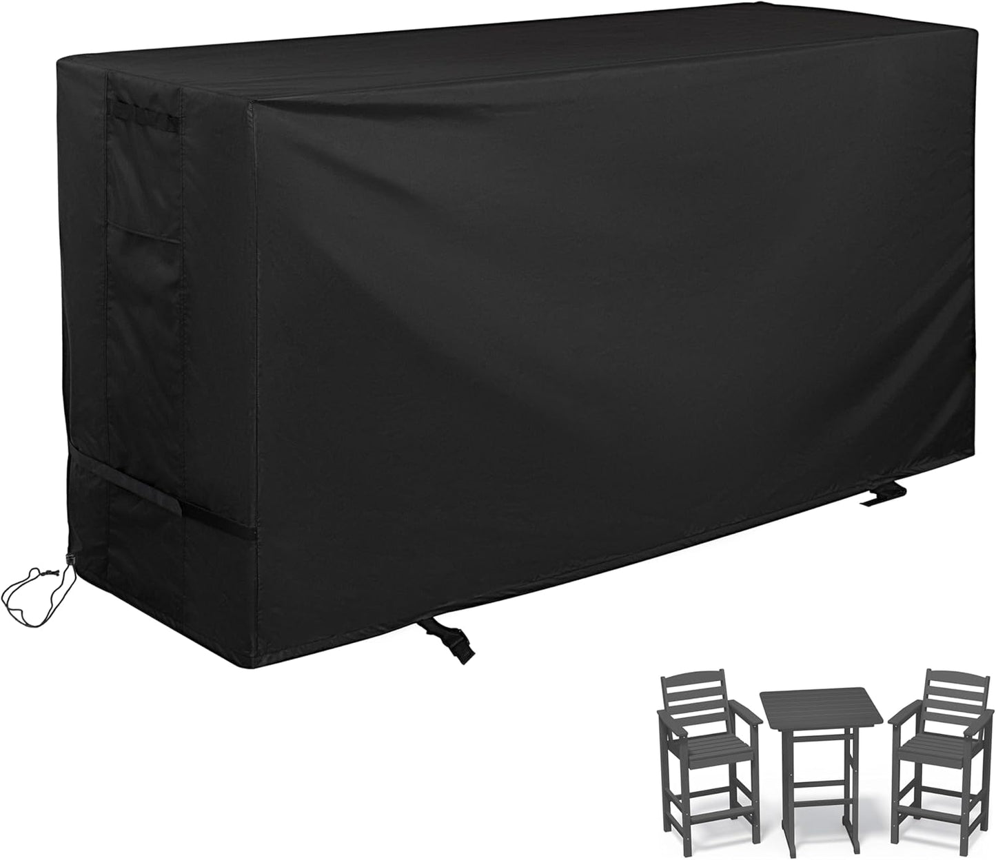 Bar Height Patio Set Cover for 7 Pieces Patio Bar Dining Table and Chairs Set, Patio Bar Set Cover for 6 Person-Outdoor Bar Height Table and Chairs