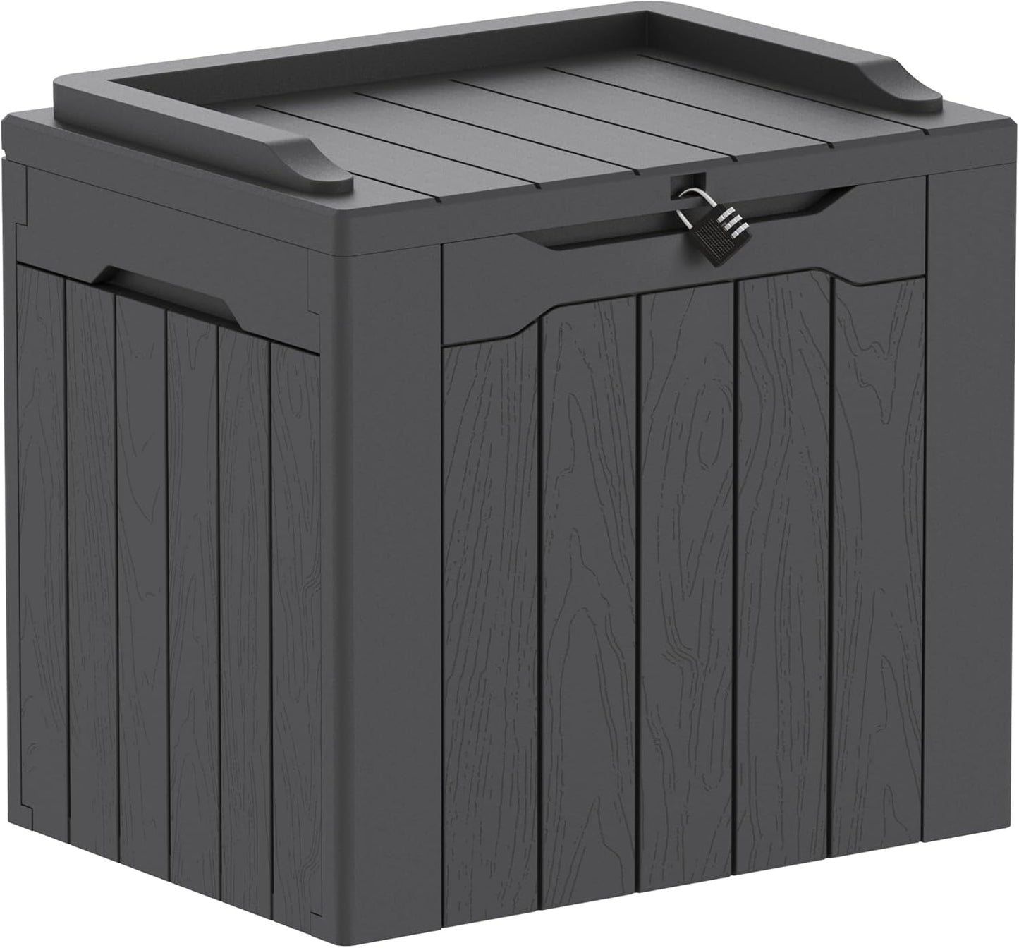 Greesum 230 Gallon HDPE Outdoor Storage Box with Removable Dividers, Weatherproof Oversized Deck Box for Patio, Garage, Garden, Black