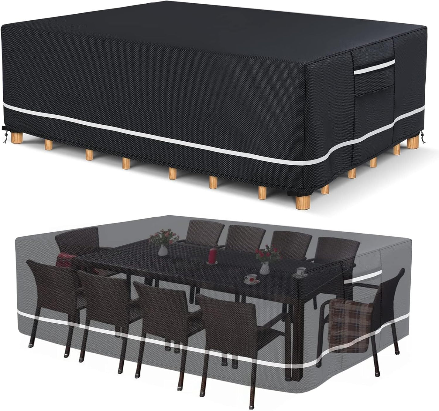Patio Furniture Covers Waterproof, Heavy Duty 600D Outdoor Furniture Covers for Outside Sectional Sofa Set,Tear Resistance and Anti-UV, Black,126"L x 126"W x 28"H