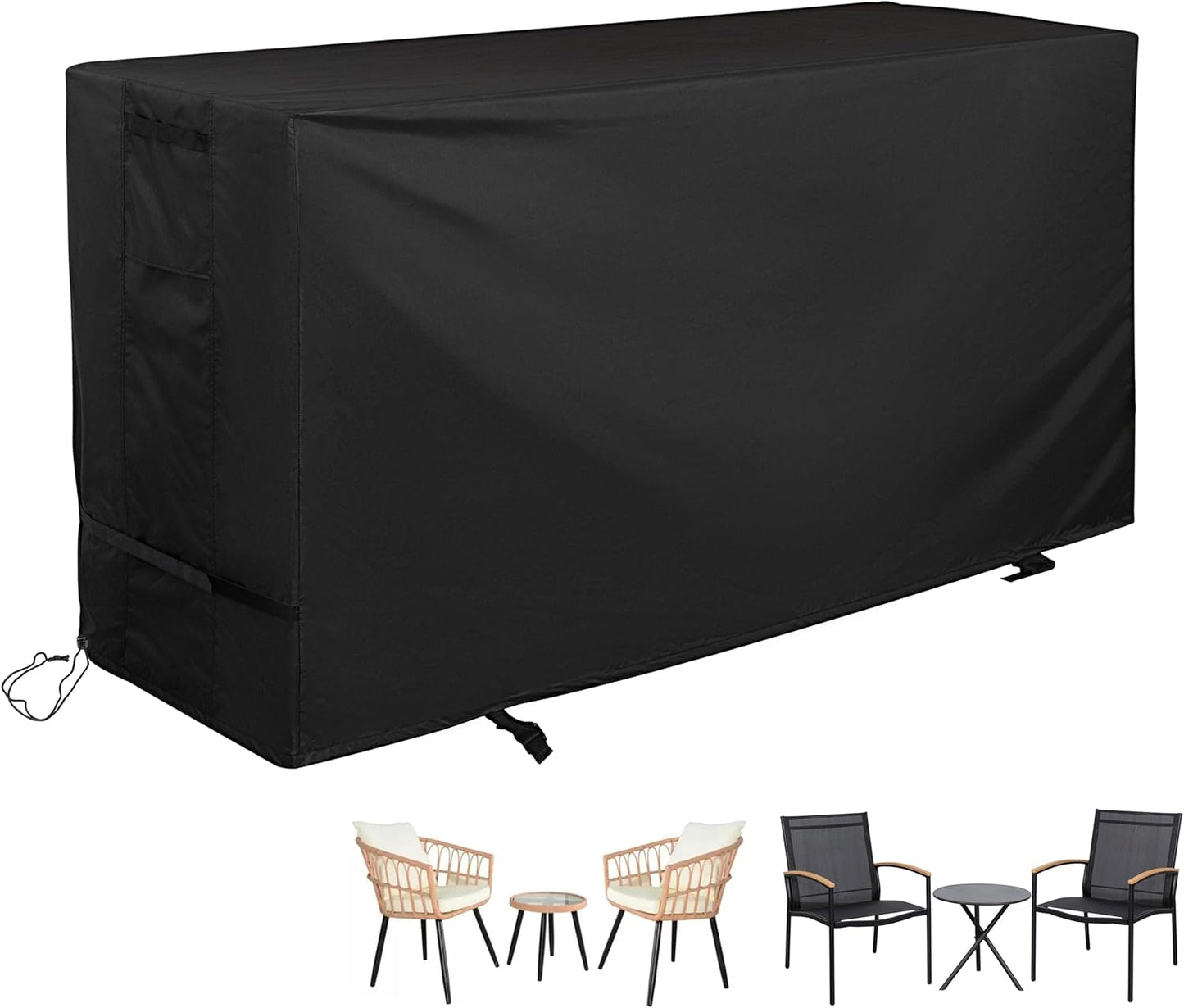 Bar Height Patio Set Cover for 7 Pieces Patio Bar Dining Table and Chairs Set, Patio Bar Set Cover for 6 Person-Outdoor Bar Height Table and Chairs