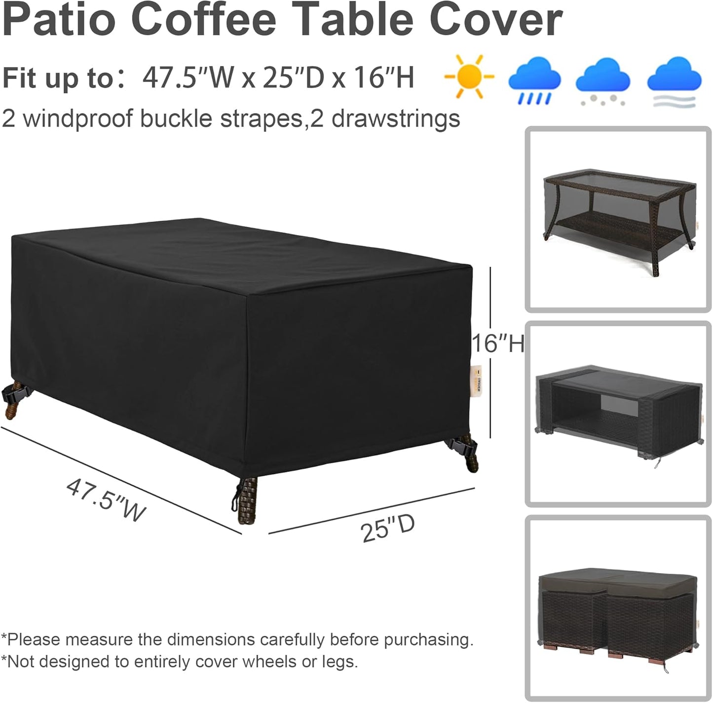 Patio Furniture Covers,Outdoor Furniture Cover Waterproof,Patio Furniture Set Covers for 4 Piece Outdoor Conversation Set,Patio Covers Set-XX-Large (Black)