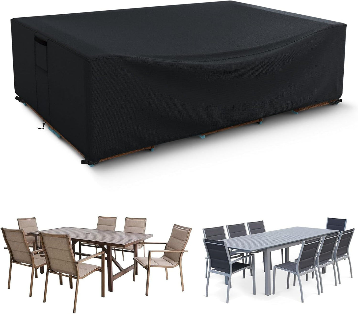 Patio Furniture Covers Waterproof, Heavy Duty 600D Outdoor Furniture Covers for Outside Sectional Sofa Set,Tear Resistance and Anti-UV, Black,126"L x 126"W x 28"H