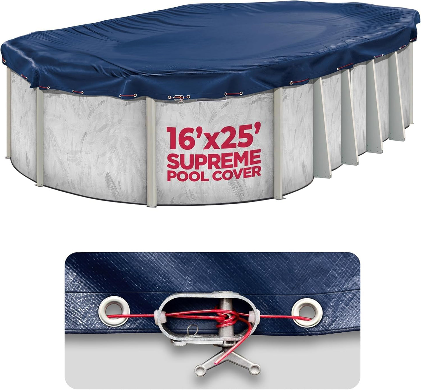 24 ft Round Pool Cover for Above Ground Pools, Above Ground Pool Cover, Swimming Pool Cover, Winter Pool Cover, Keeps Out Debris, Cold and UV Resistant, Supreme Mesh, Navy Blue