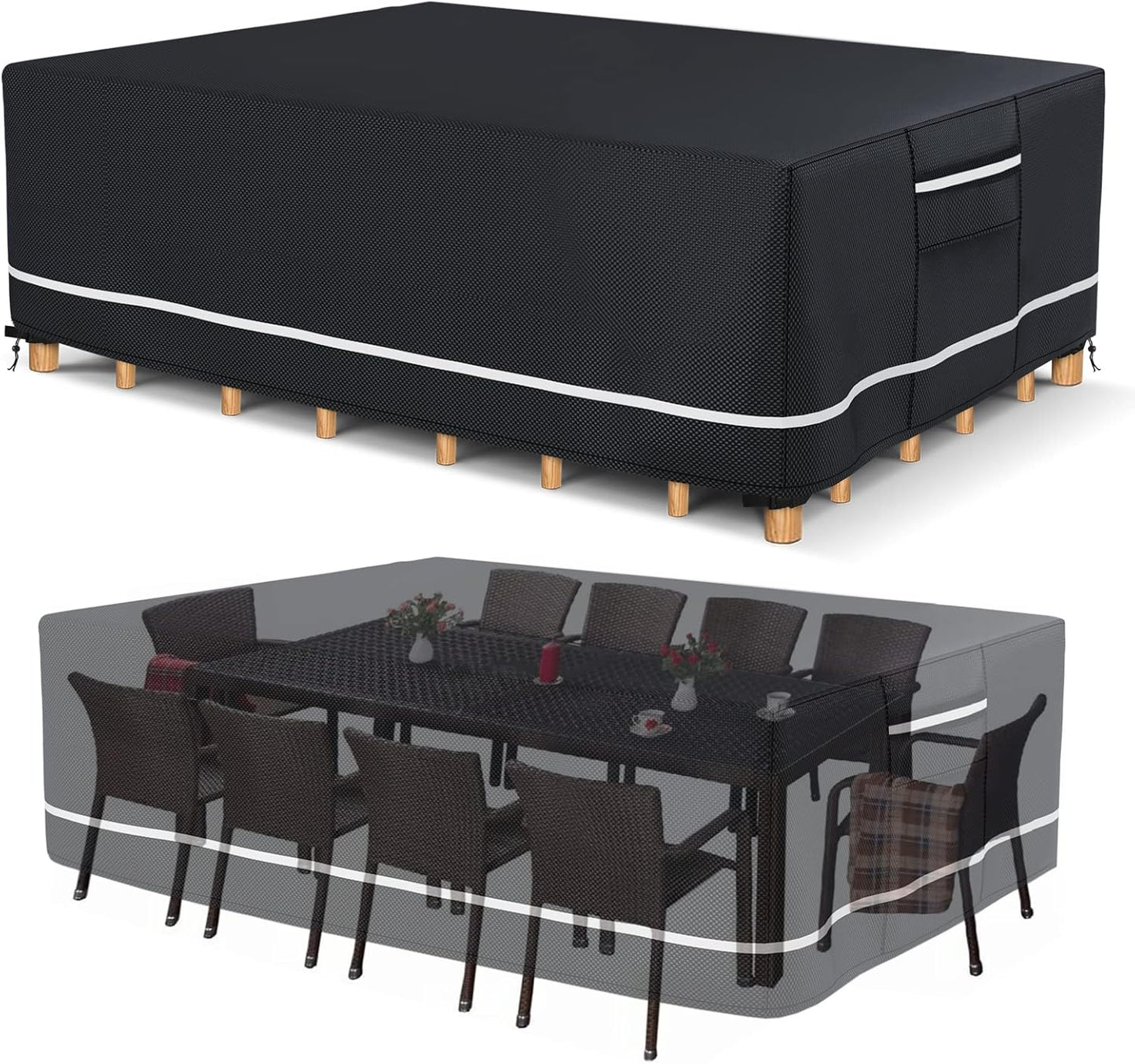 Patio Furniture Covers Waterproof, Heavy Duty 600D Outdoor Furniture Covers for Outside Sectional Sofa Set,Tear Resistance and Anti-UV, Black,126"L x 126"W x 28"H
