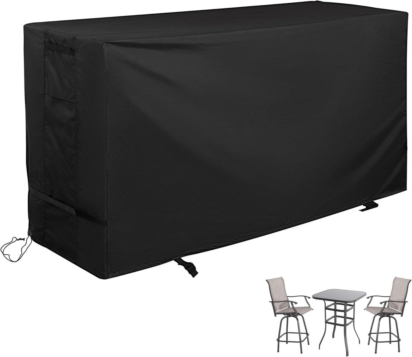 Bar Height Patio Set Cover for 7 Pieces Patio Bar Dining Table and Chairs Set, Patio Bar Set Cover for 6 Person-Outdoor Bar Height Table and Chairs
