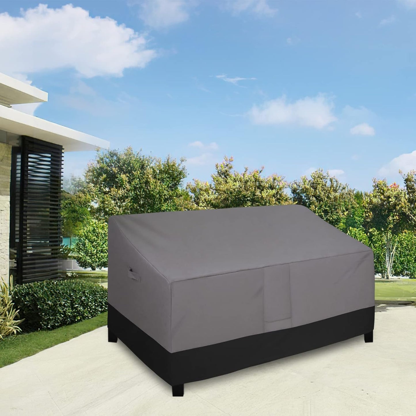 Easy-Going Waterproof Outdoor Couch Cover, Heavy Duty Deep 3-Seater Patio Sofa Cover, Windproof Outdoor Furniture Cover with Air Vent (88Wx40Dx33H inch,Gray/Black)