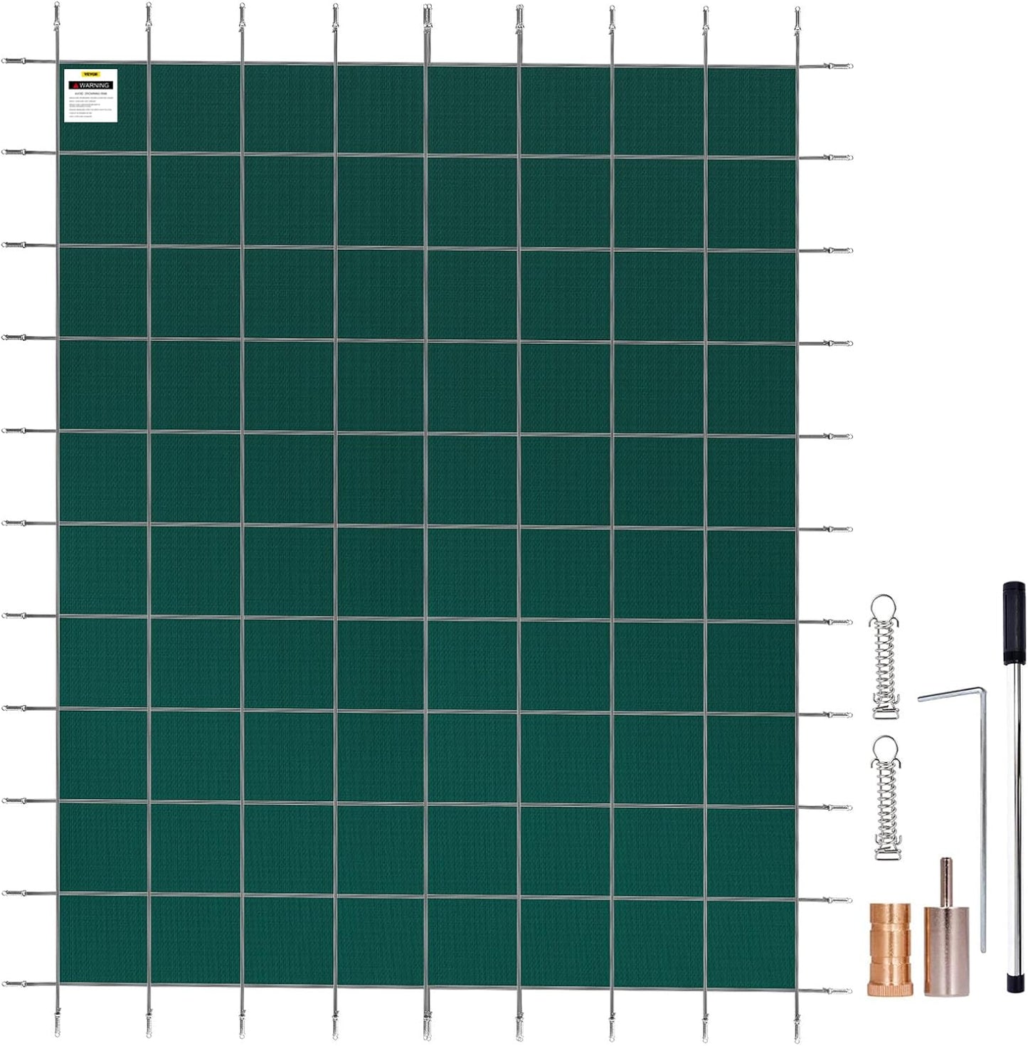 VEVOR Pool Safety Cover, Fits 16x32ft Rectangular Inground Winter Swimming Pools, with 4x8ft Center End Step, Triple Stitched, High Strength Mesh PP, Great Rain Permeability, Installation Hardware