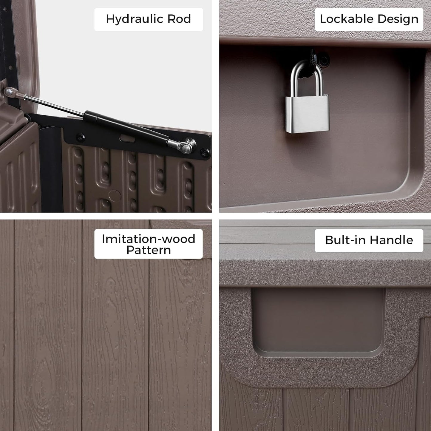 Outdoor Storage Deck Box 100 Gallon, UV Resistant & Waterproof Deck Box with Double-Wall Construction, Lockable Storage Bins Container for Pool Patio Garden