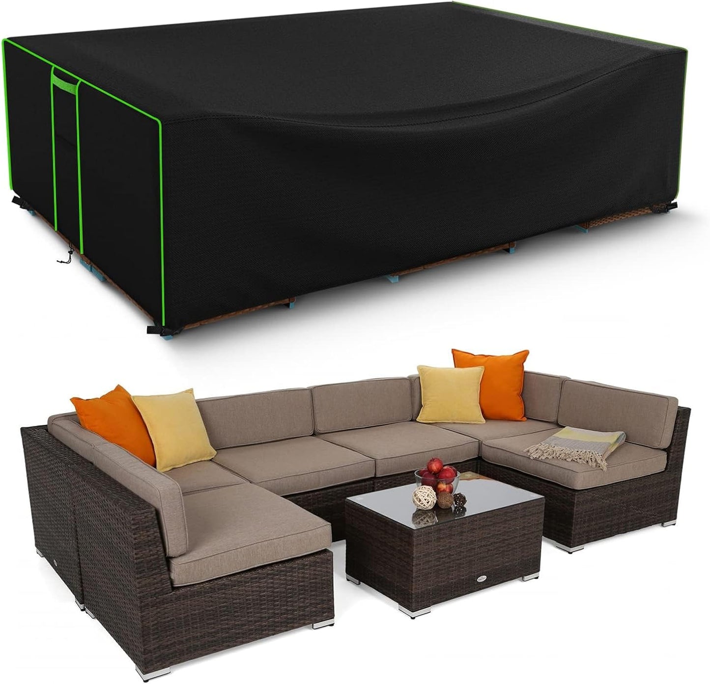 Patio Furniture Covers Waterproof, Heavy Duty 600D Outdoor Furniture Covers for Outside Sectional Sofa Set,Tear Resistance and Anti-UV, Black,126"L x 126"W x 28"H