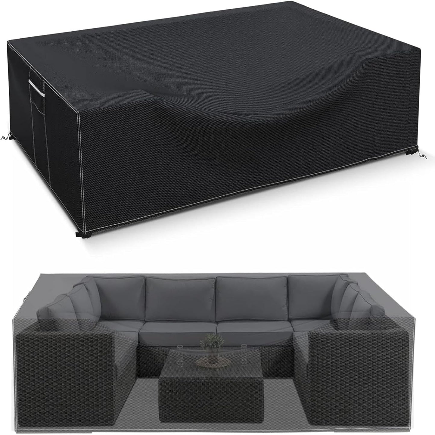 Patio Furniture Covers Waterproof, Heavy Duty 600D Outdoor Furniture Covers for Outside Sectional Sofa Set,Tear Resistance and Anti-UV, Black,126"L x 126"W x 28"H