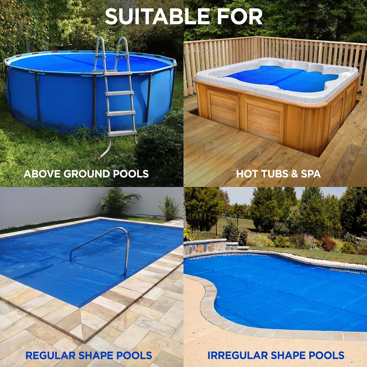 Shop Square 16' x 36' Rectangle Solar Cover for Inground and Above Ground Pools, 12 Mil - Premium Heavy Duty Solar Blanket for Above Ground Pool, Blue - Made in USA