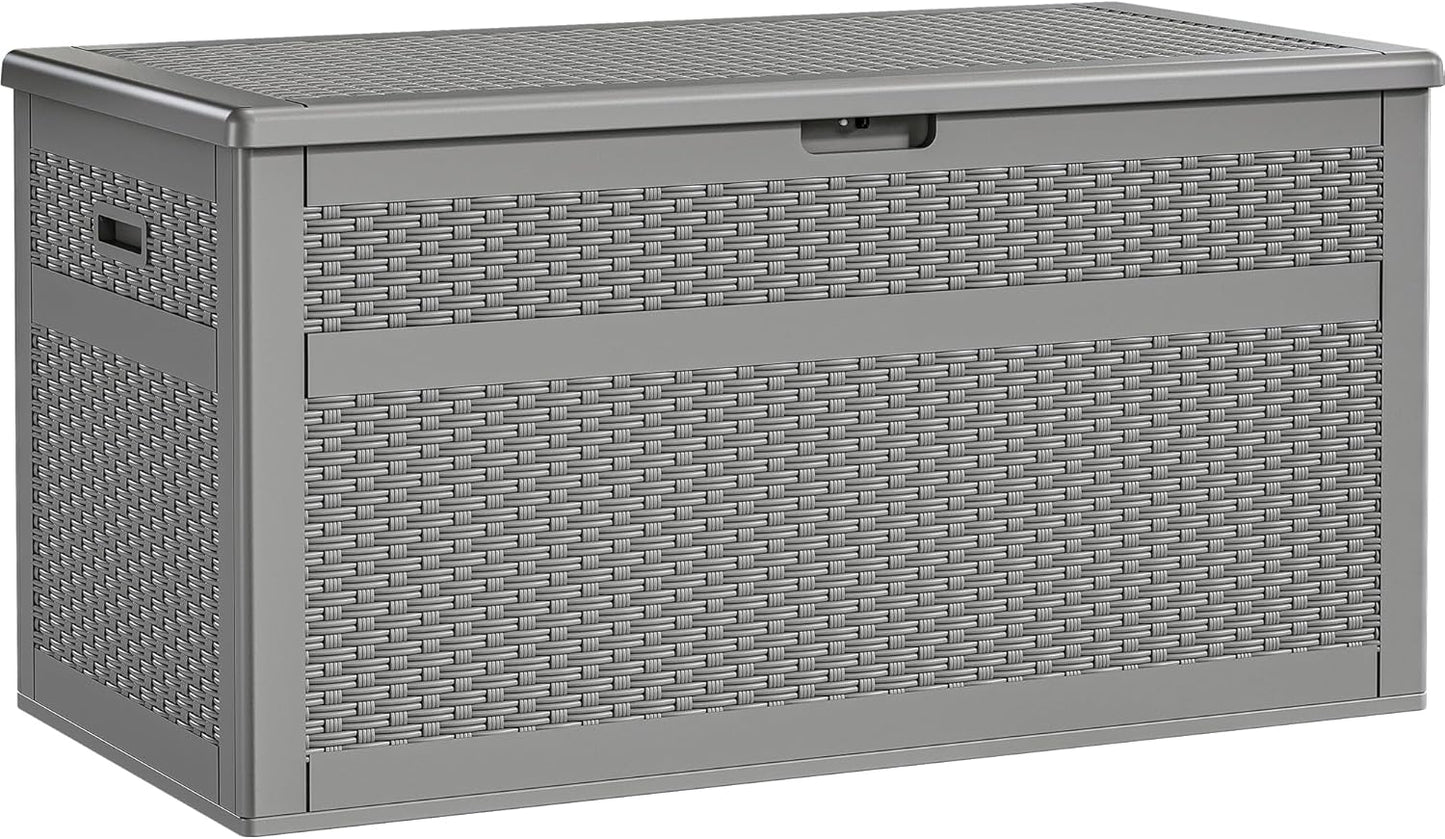YITAHOME XXL 230 Gallon Large Deck Box,Outdoor Storage for Patio Furniture Cushions,Garden Tools and Pool Equipment with Flexible Divider,Waterproof,Lockable (Black&Brown)