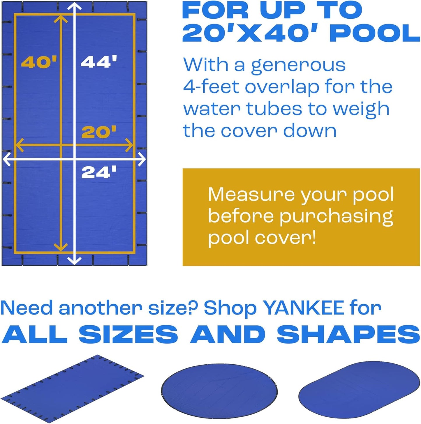 Yankee Sapphire Series Premium Cold- & UV-Resistant 20x40 ft Rectangular In-Ground Pool Cover