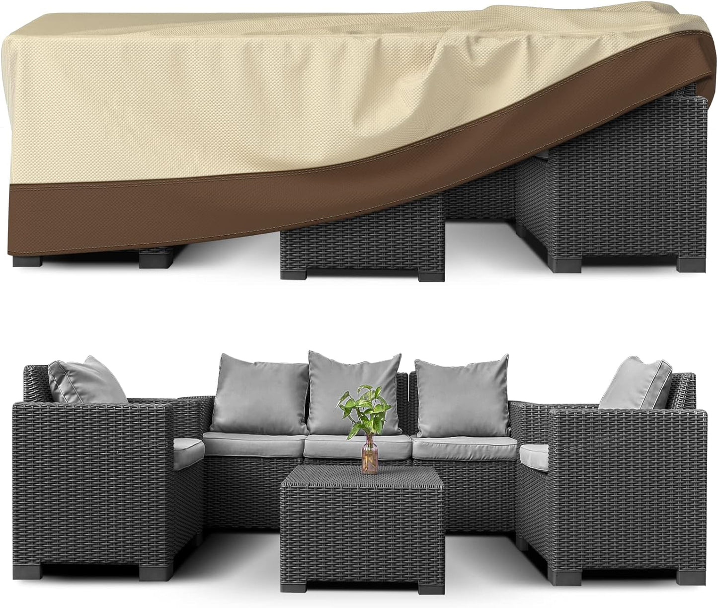 Patio Furniture Covers Waterproof for Dining Table and Chairs, Rectangular Outdoor Furniture Set Cover, Anti-Fade, Tear/Water Resistant Patio Furniture Set Covers, 126" L x 84" W x 28" H