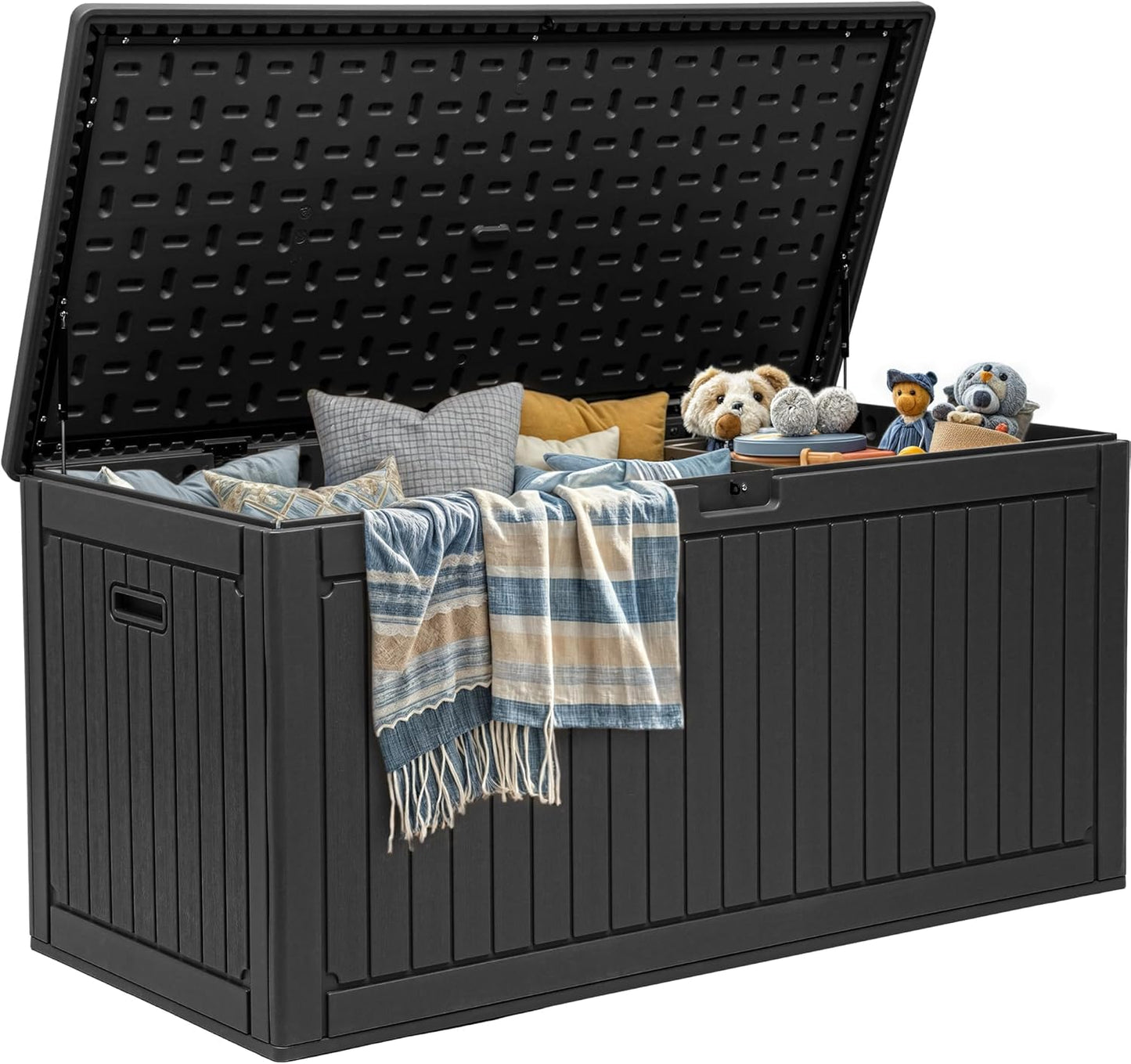 YITAHOME 260 Gallon Outdoor Storage Box, Large Water Resistant Resin Deck Box, Indoor Outdoor Lockable Storage Container for Patio, Garden, Cushions, Tools, Equipment(Black)
