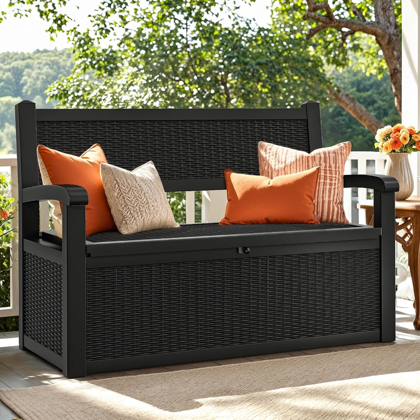 YITAHOME 260 Gallon Outdoor Storage Box, Large Water Resistant Resin Deck Box, Indoor Outdoor Lockable Storage Container for Patio, Garden, Cushions, Tools, Equipment(Black)
