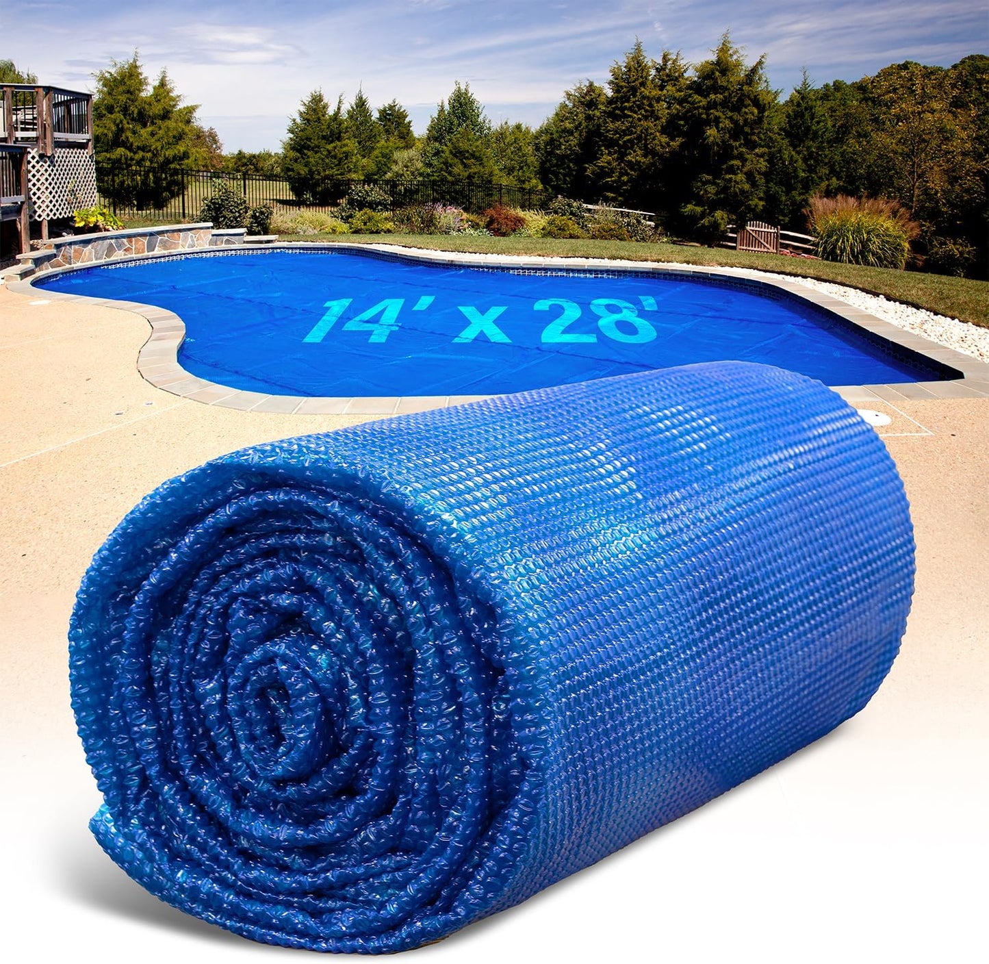 Shop Square 16' x 36' Rectangle Solar Cover for Inground and Above Ground Pools, 12 Mil - Premium Heavy Duty Solar Blanket for Above Ground Pool, Blue - Made in USA