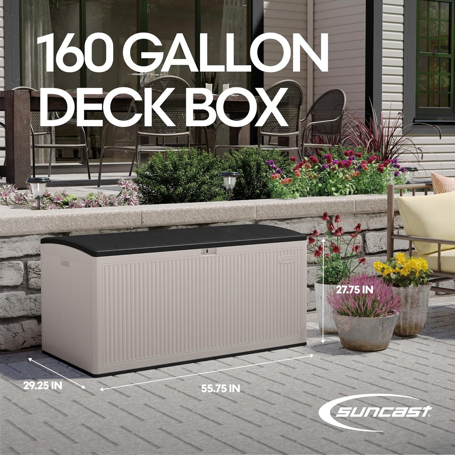 Suncast The 160 Gallon Extra Large Reeded Deck Box