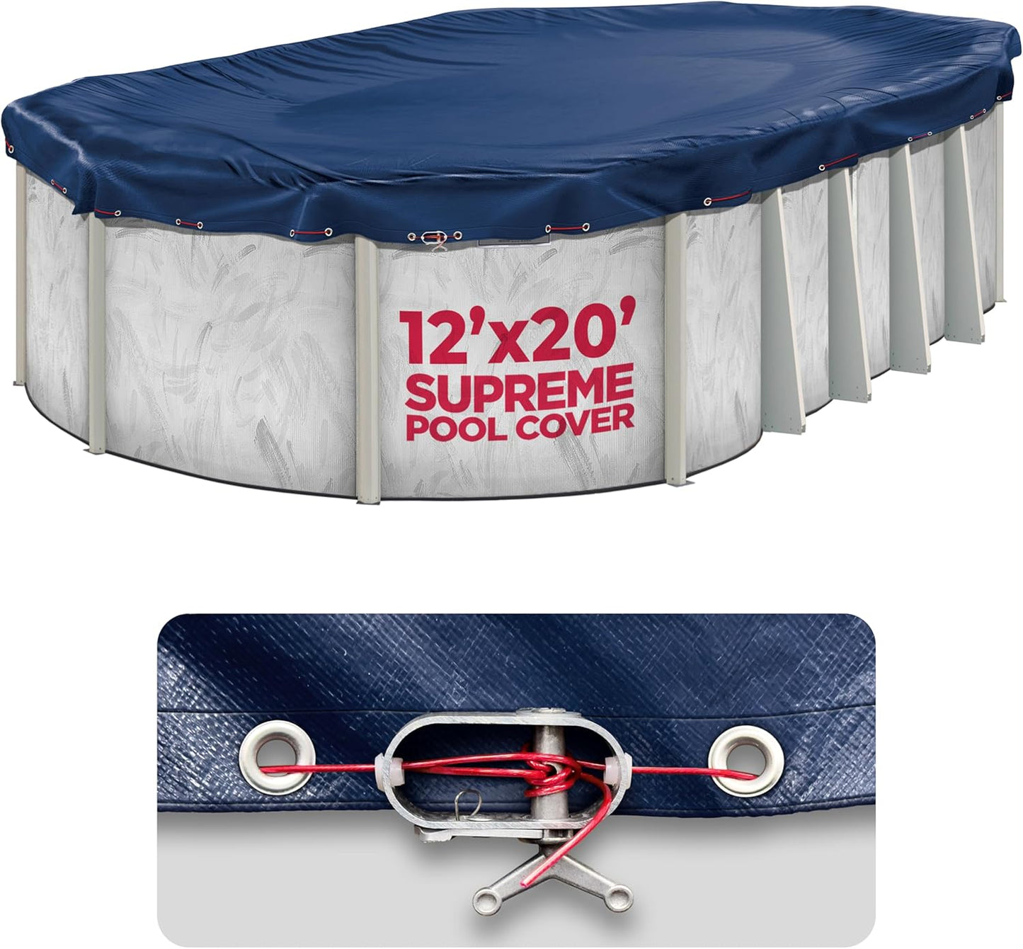 24 ft Round Pool Cover for Above Ground Pools, Above Ground Pool Cover, Swimming Pool Cover, Winter Pool Cover, Keeps Out Debris, Cold and UV Resistant, Supreme Mesh, Navy Blue