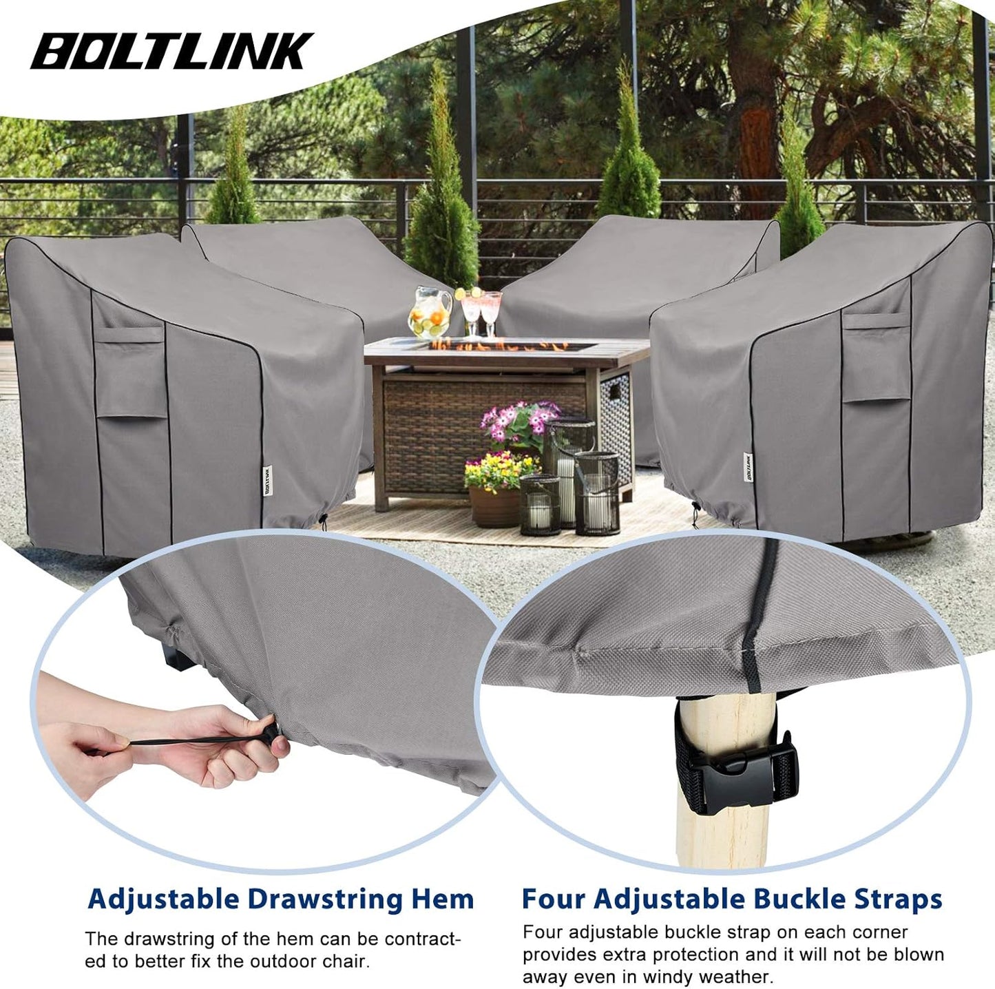Patio Chair Covers Waterproof, Heavy Duty Outdoor Furniture Covers Fits up to 36W x 37D x 36H inches -2 Pack