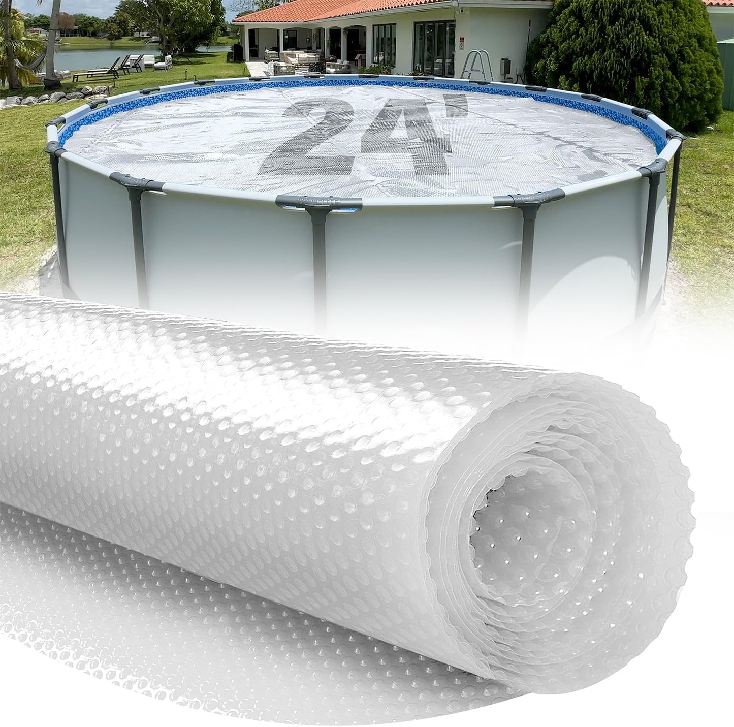 Shop Square 16' x 36' Rectangle Solar Cover for Inground and Above Ground Pools, 12 Mil - Premium Heavy Duty Solar Blanket for Above Ground Pool, Blue - Made in USA