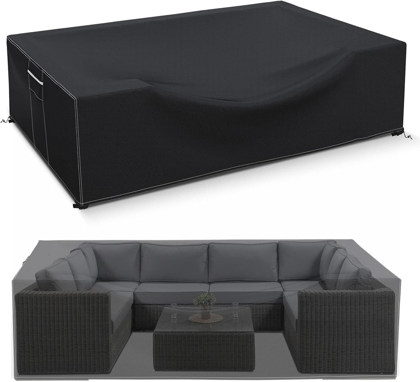 Patio Furniture Covers Waterproof, Heavy Duty 600D Outdoor Furniture Covers for Outside Sectional Sofa Set,Tear Resistance and Anti-UV, Black,126"L x 126"W x 28"H