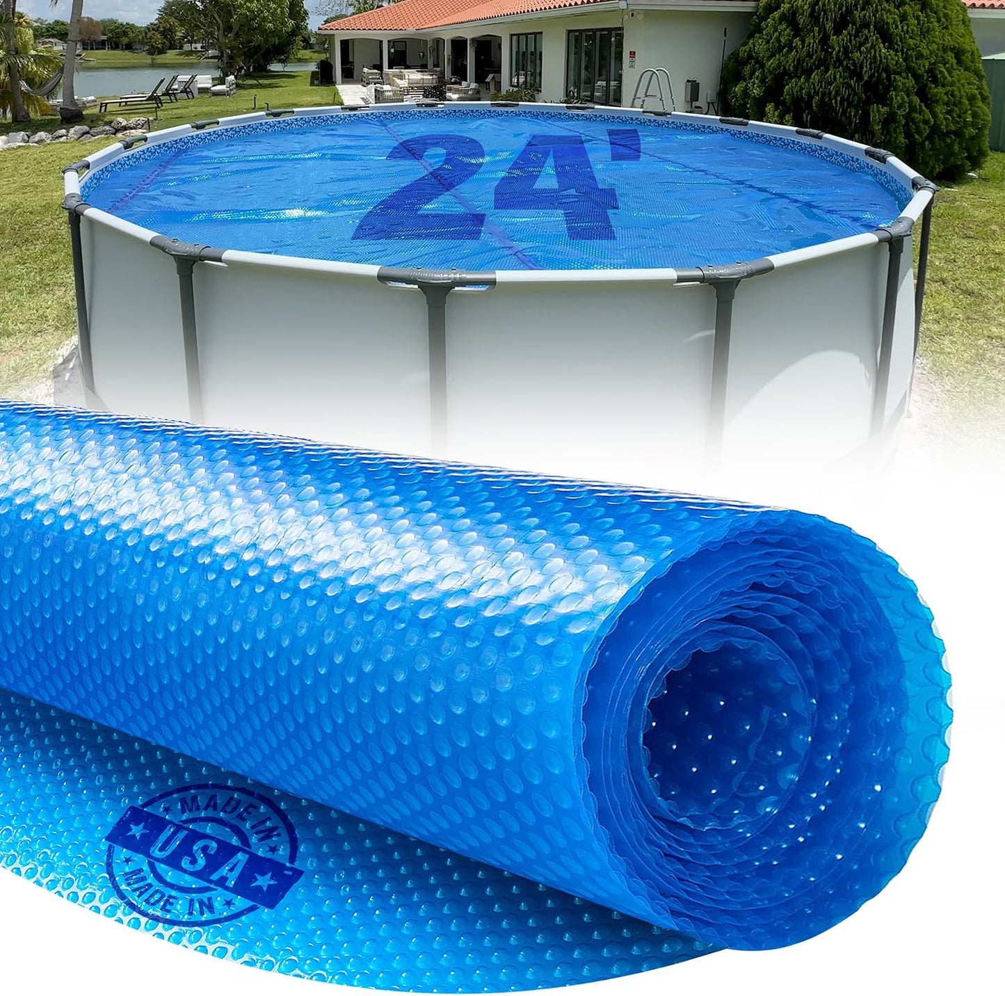 Shop Square 16' x 36' Rectangle Solar Cover for Inground and Above Ground Pools, 12 Mil - Premium Heavy Duty Solar Blanket for Above Ground Pool, Blue - Made in USA