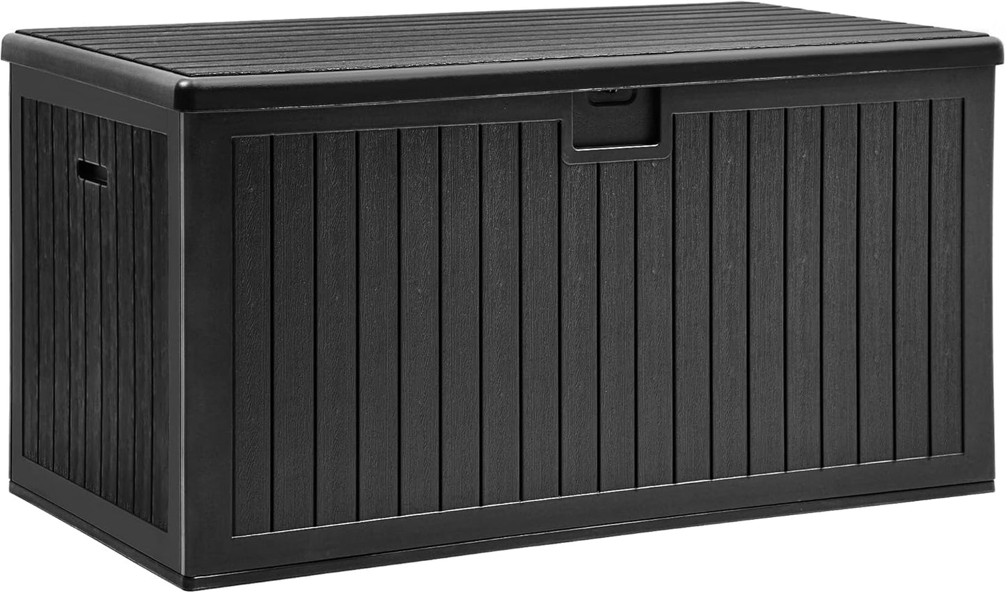 YITAHOME XXL 230 Gallon Large Deck Box,Outdoor Storage for Patio Furniture Cushions,Garden Tools and Pool Equipment with Flexible Divider,Waterproof,Lockable (Black&Brown)