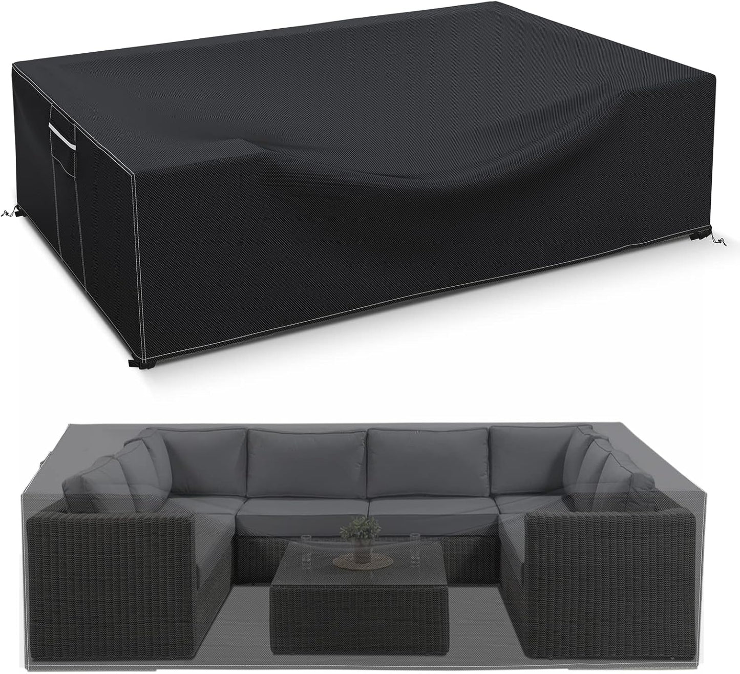 Patio Furniture Covers Waterproof, Heavy Duty 600D Outdoor Furniture Covers for Outside Sectional Sofa Set,Tear Resistance and Anti-UV, Black,126"L x 126"W x 28"H