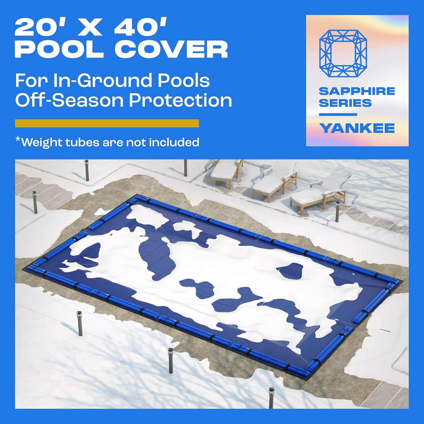 Yankee Sapphire Series Premium Cold- & UV-Resistant 20x40 ft Rectangular In-Ground Pool Cover