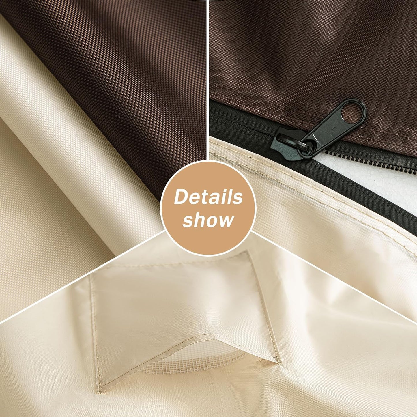 HDCAXKJ Patio Furniture Covers Outdoor Table and Chair Cover Waterproof Dining Set Cover for Outside Table and Chairs Heavy Duty Rectangular Furniture Protector (86"L x 62"W x 47"H, Beige & Brown)