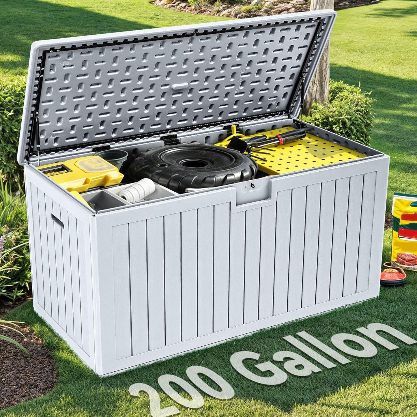 YITAHOME 260 Gallon Outdoor Storage Box, Large Water Resistant Resin Deck Box, Indoor Outdoor Lockable Storage Container for Patio, Garden, Cushions, Tools, Equipment(Black)