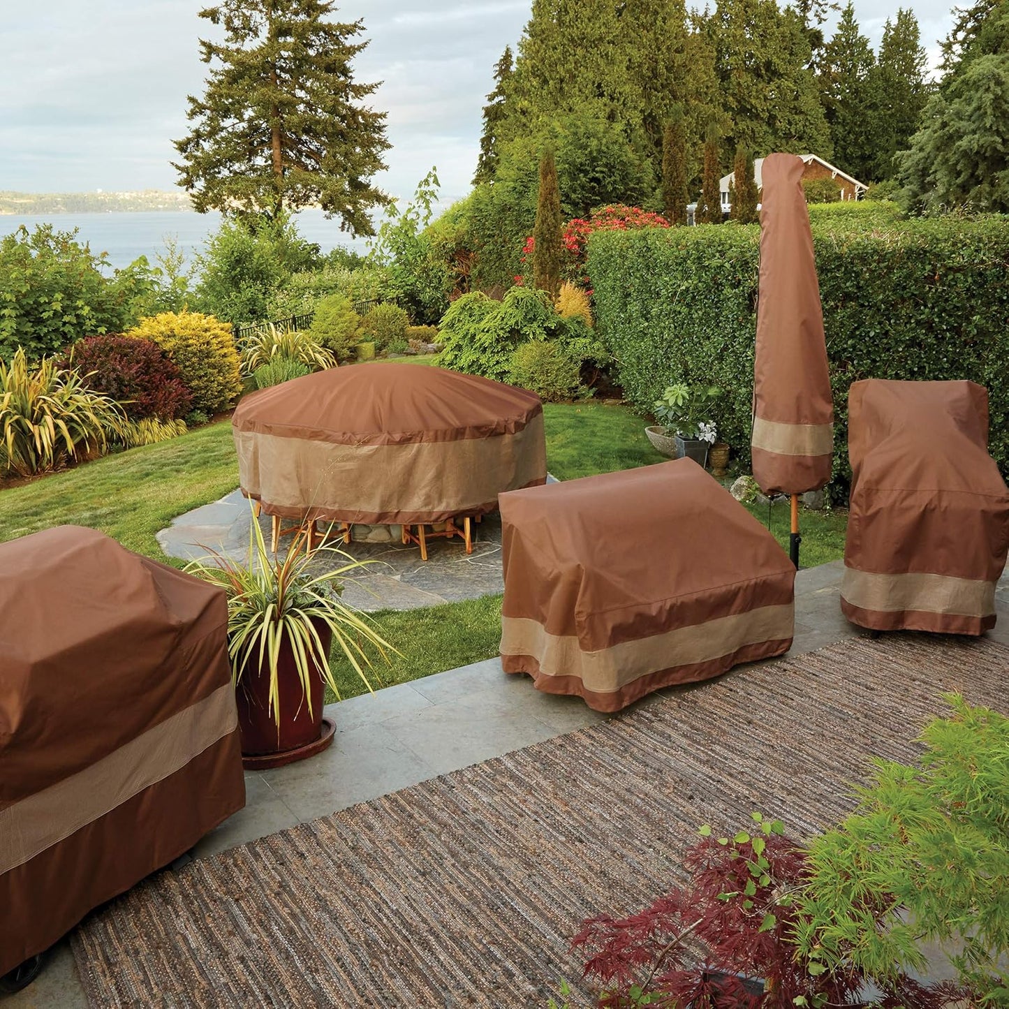 Duck Covers Ultimate Waterproof Rectangular/Oval Patio Table with Chairs Cover, 94 Inch